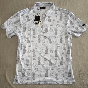 Yatta Mens Pina Colada Light Blue Golf Shirt in Size L